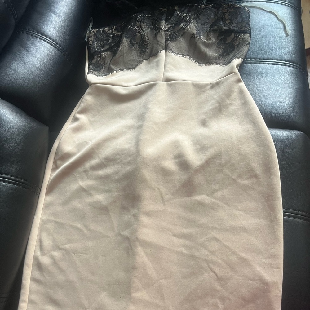 Mystic Strapless Black and Cream Dress